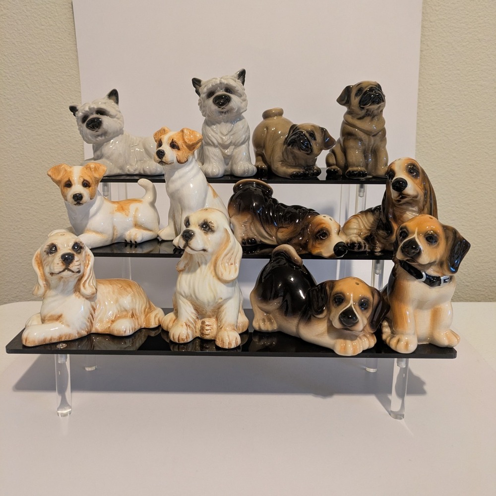 Big Sky Carvers Canine Salt Pepper Lot 6 Dogs-Beagle Westie Basset Pug Cocker